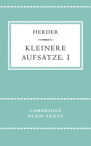 Kleinere Aufsatze I